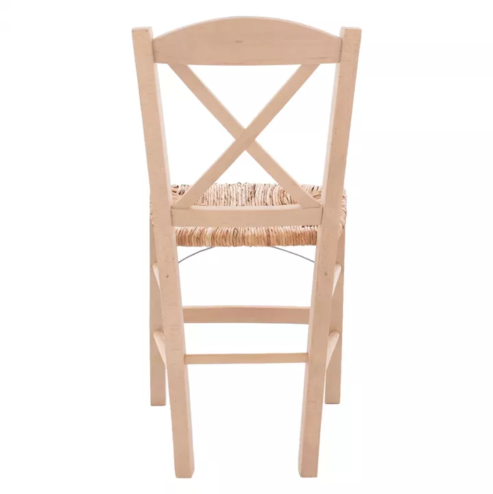 Traditional chair with straw crossed unpainted HM10371.02