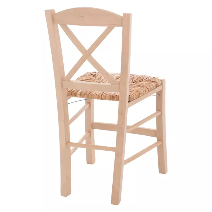 Traditional chair with straw crossed unpainted HM10371.02
