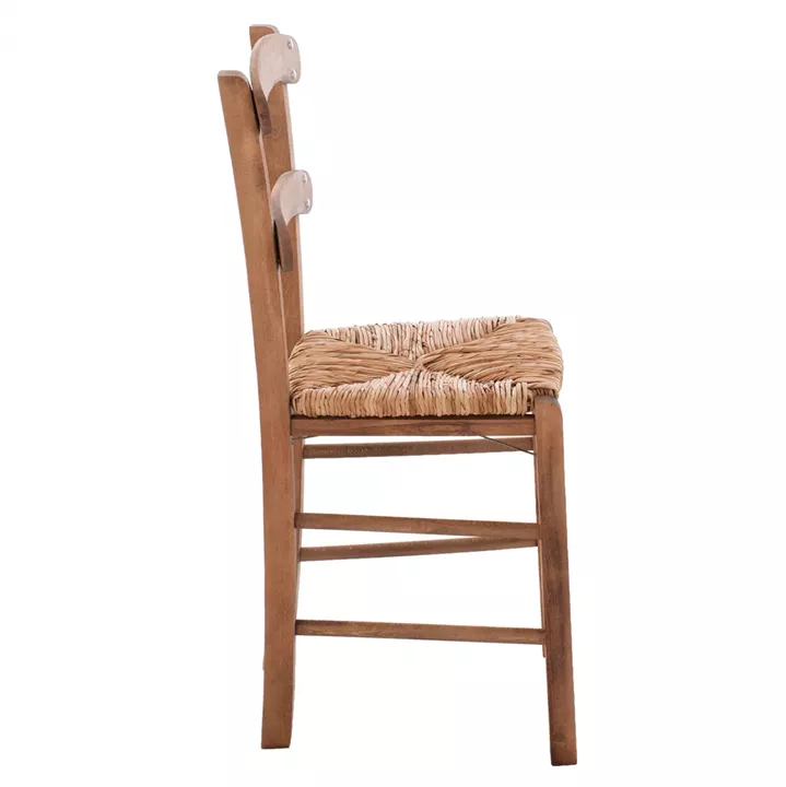 Traditional chair with straw Walnut HM10370.01