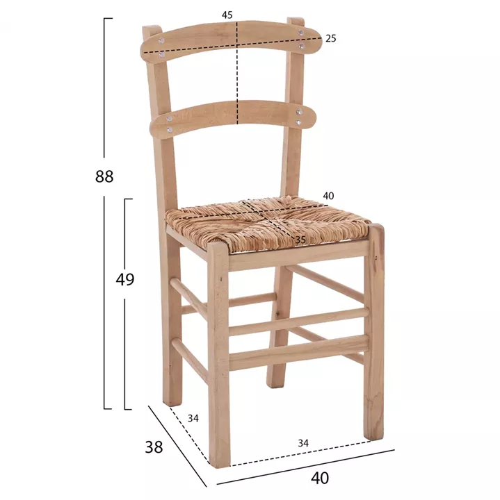 Traditional chair with straw Unpainted HM10370.02