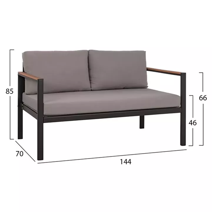 Sofa 2Seater aluminum HM5523.02 Grey
