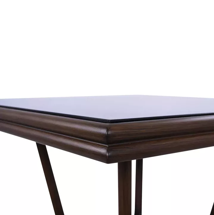 Aluminum Table 70X70X76 Bamboo Look HM5568.03 Brown with Glass