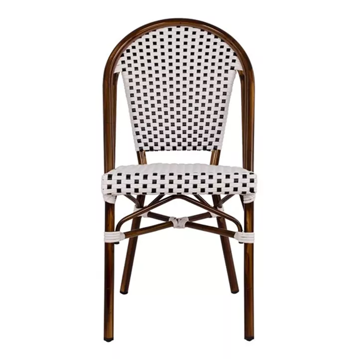 Aluminum Chair Bamboo Look with White/Black Rattn HM5566.01