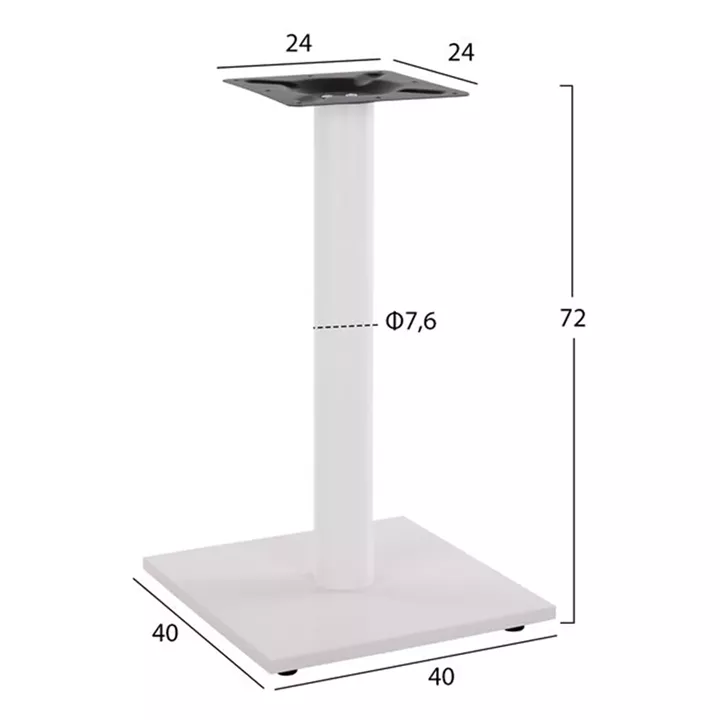 Base metallic White matte 40x40x72 with adjusters HM421.12