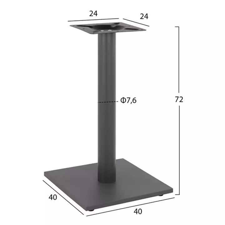 Base metallic Grey 40x40x72 with adjusters HM421.20