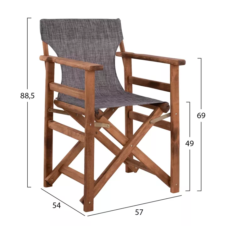 Director's chair Limnos Walnut with textline Grey HM10368.10