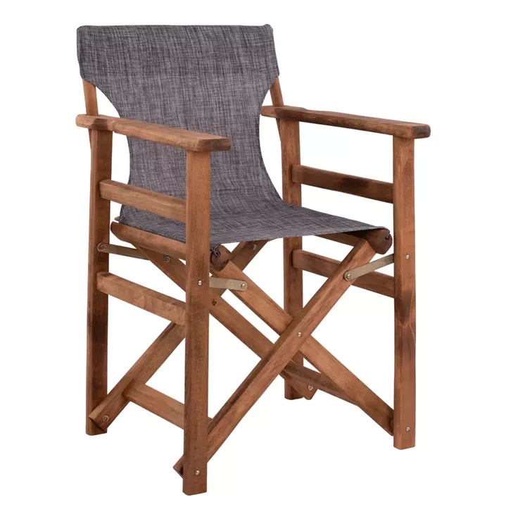 Director's chair Limnos Walnut with textline Grey HM10368.10