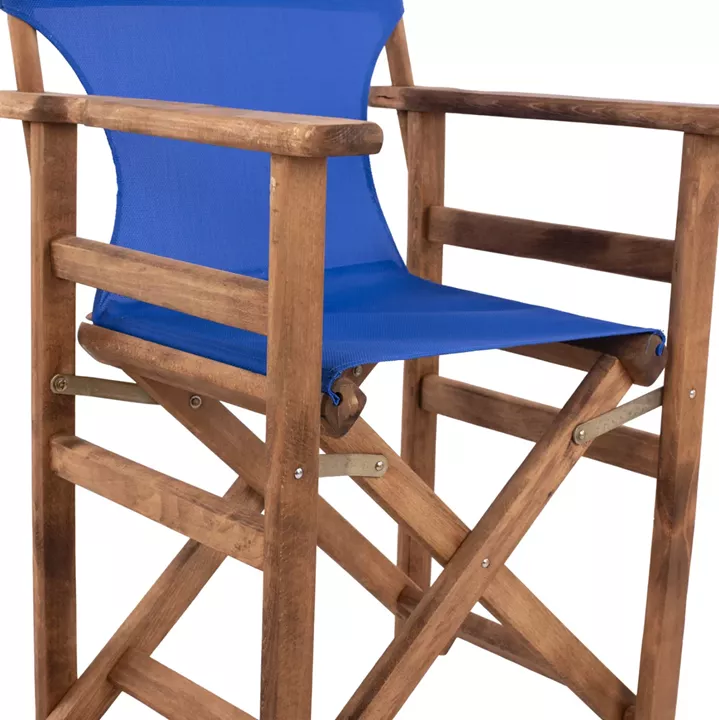 Director's chair Limnos Walnut with textline Blue HM10368.01