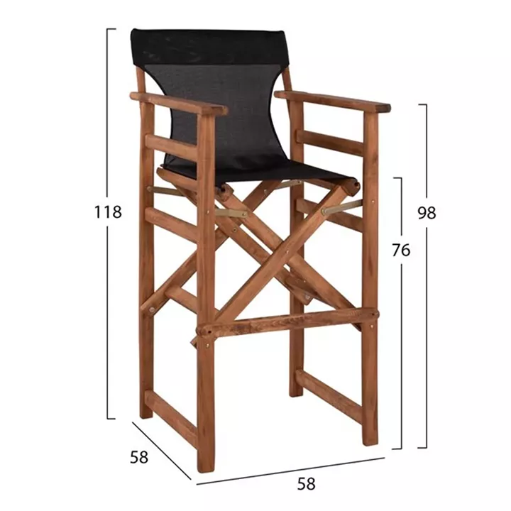 Stool Bar Director's Walnut with pillow pvc black HM10374.05