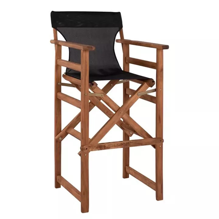 Stool Bar Director's Walnut with pillow pvc black HM10374.05
