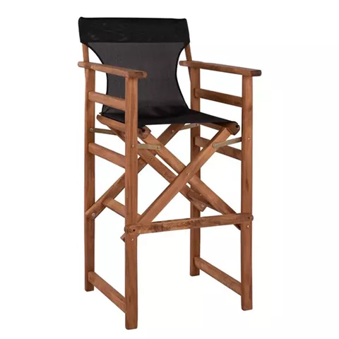Stool Bar Director's Walnut with pillow pvc black HM10374.05