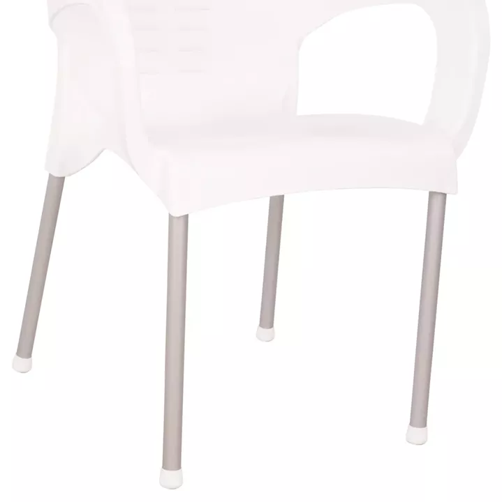 Armchair Polypropylene KAREK HM5592.01 White with aluminum leg 59x58x81 cm.