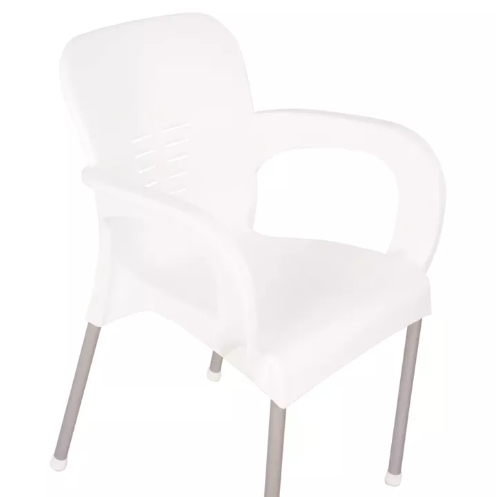 Armchair Polypropylene KAREK HM5592.01 White with aluminum leg 59x58x81 cm.