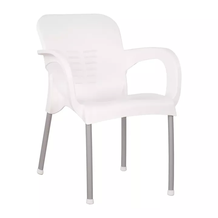 Armchair Polypropylene KAREK HM5592.01 White with aluminum leg 59x58x81 cm.
