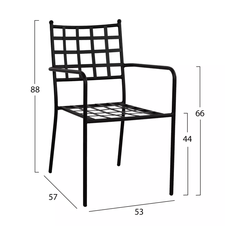 Metallic Armchair HM5508 Black color 46x58x88 cm