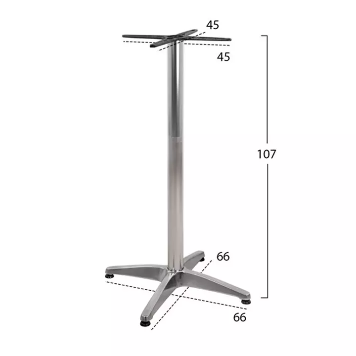 Bar Base Aluminum 65x65x110cm with cross 48x48cm HM450 Chromed