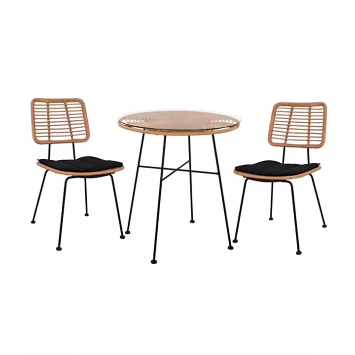 Set 3 pieces Allegra Wicker '70x74cm Beige & Black HM10478