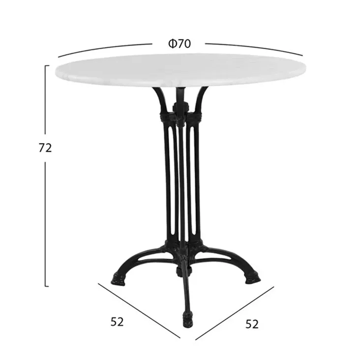 Table with 3 legs Base from cast iron with Marble '70x74cm