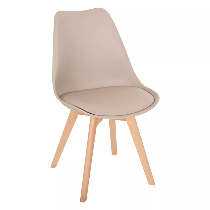 DINING CHAIR VEGAS HM0033.25 WOODEN LEGS-POLYPROPYLENE SEAT WITH PU IN CAPPUCCINO 48x52x81Hcm