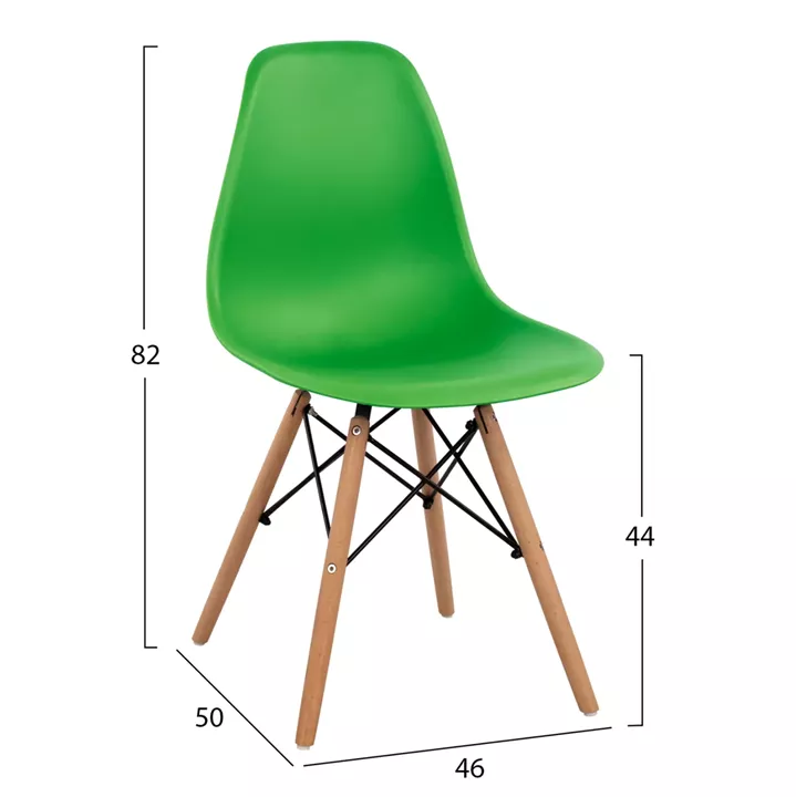 Chair with wooden legs and seat Twist PP Light Green HM8460.07 46x50x82 εκ.