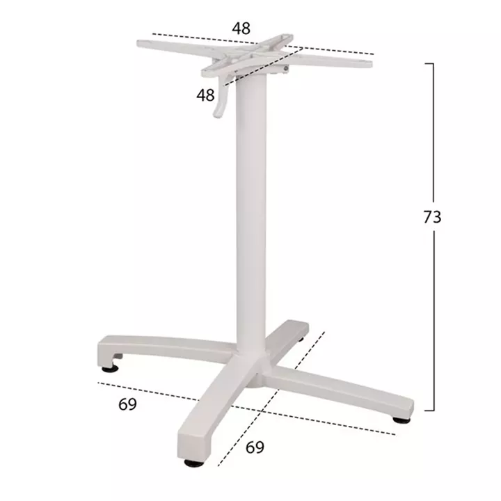 Aluminum Base Folding White matte 69x69x73-92cm with cross HM459.02
