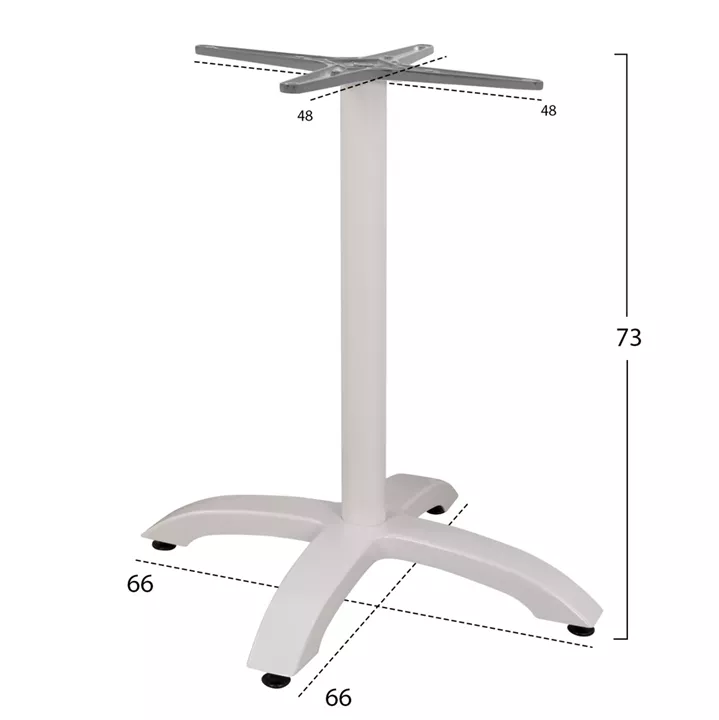 Aluminum Base HM460.02 White matte 66x66x73 with cross 48x48