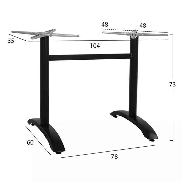 Aluminum Base 2 legs HM461.01 Blck Matte 78x60x73