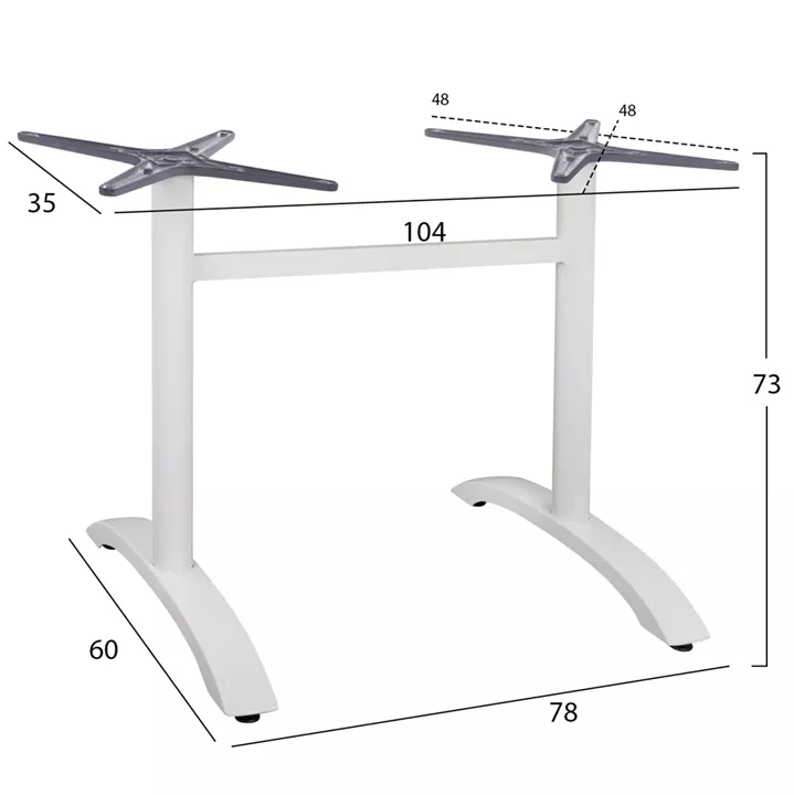 Aluminum base 2 legs HM461.02 White 78x60x73