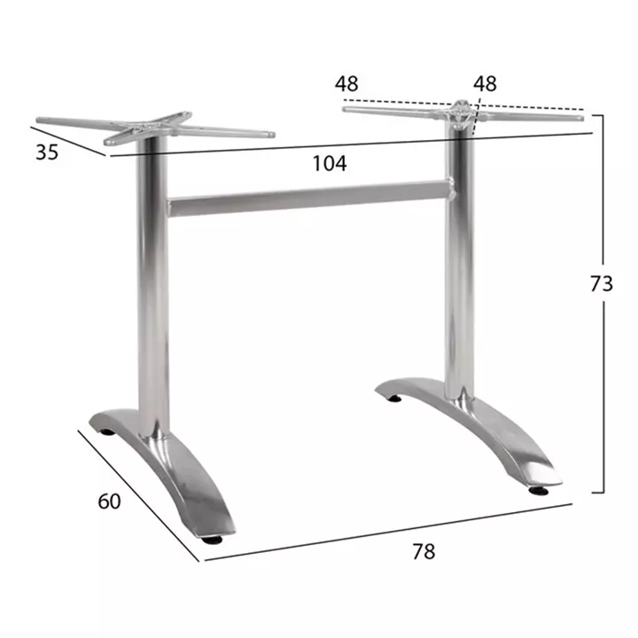 Aluminum base 2 legs HM461.03 Chromed 78x60x73cm