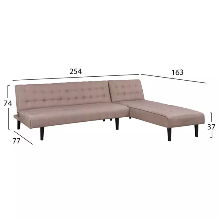 Corner Sofa Bed Reversible Zelda HM3154.02 Beige Fabric 254x163x74cm