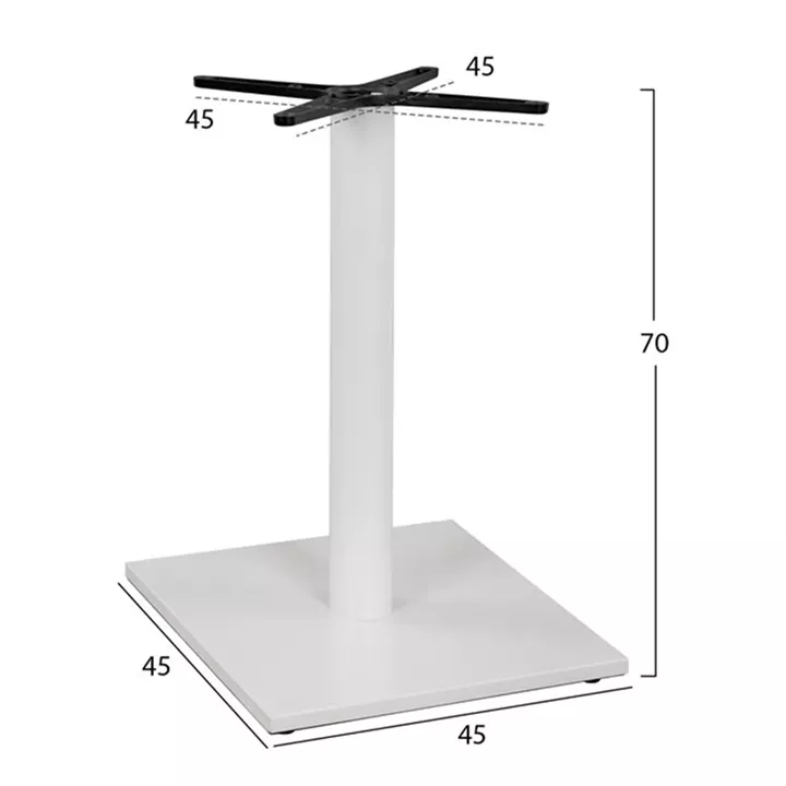 Metallic Base White Matte 45x45x70 with cross 45x45 and adjusters HM438.02