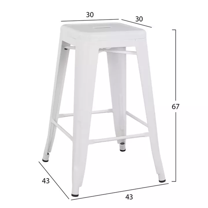 Bar Stool Medium Height Metallic HM8573.21 Melita in White Matte 43x43x67cm