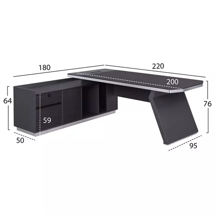 PROFESSIONAL LEFT CORNER OFFICE DESK ROSEWOOD HM2084L 220x180x76Hcm