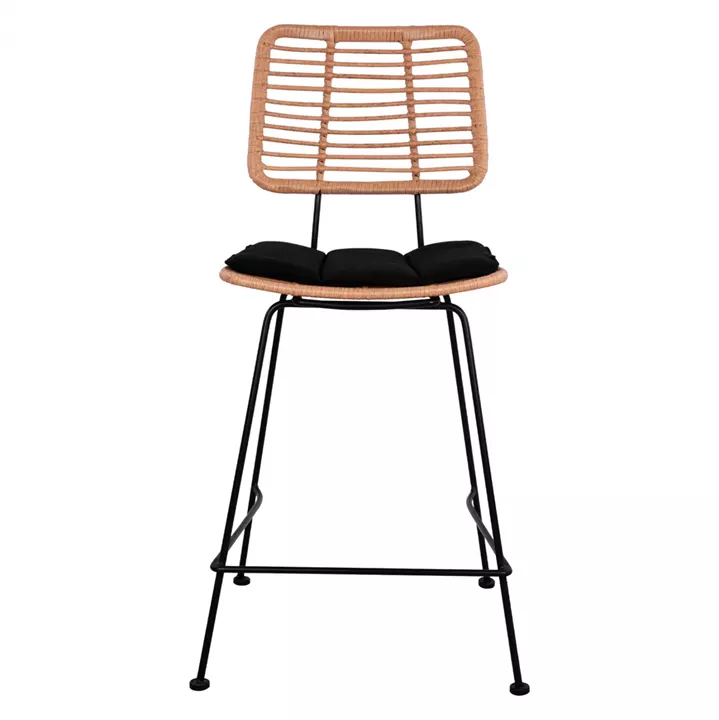 ΣΚΑΜΠΟ ΜΕΣΑΙΟΥ ΥΨΟΥΣ ALLEGRA HM5644 ΜΕΤΑΛΛΙΚΟ ΜΕ WICKER ΣΕ ΜΠΕΖ ΑΠΟΧΡΩΣΗ 55x56x107 εκ.