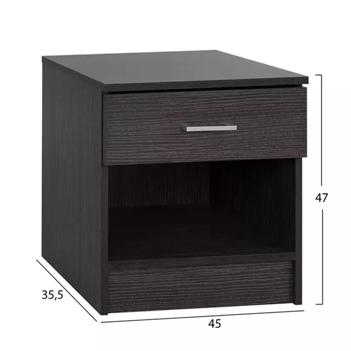Bedside table with 1 Drawer Zebrano 45x35.5x47cm HM2345.02