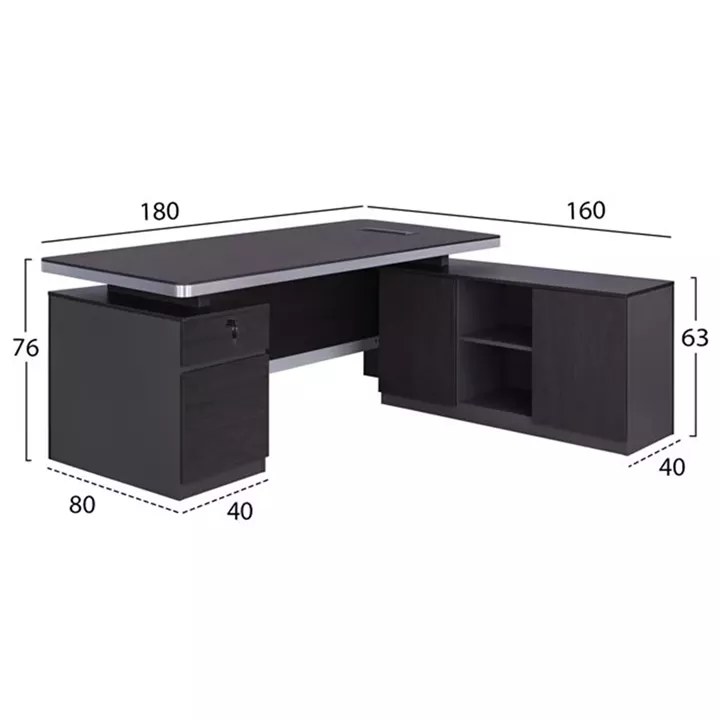 Professional office right corner HM2092R Rosewood 180x160x76cm