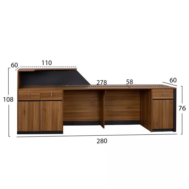 Professional Reception Desk HM2352 280x62x108cm