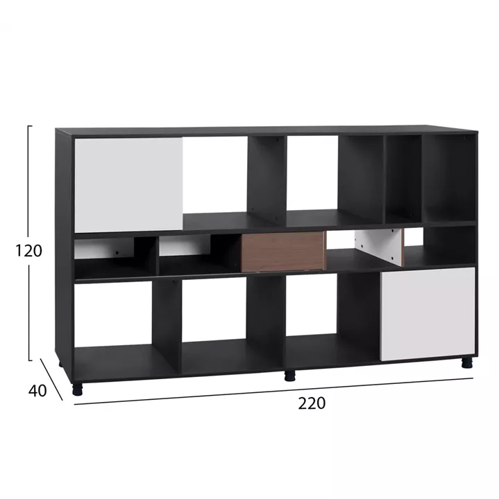 Professional office library-shelf walnut and grey 220x40x120 HM2099