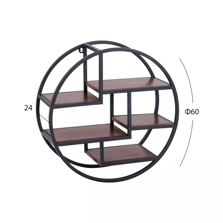 Wall Shelves Quinn with melamine bases and metallic frame HM8612 Diameter 60x24cm