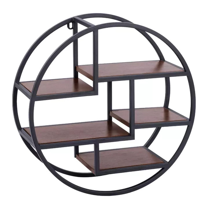 Wall Shelves Quinn with melamine bases and metallic frame HM8612 Diameter 60x24cm