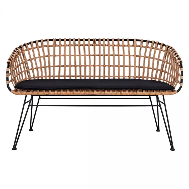 Metallic Bence Allegra HM5692 with wicker Black-Beige 124x57x77cm
