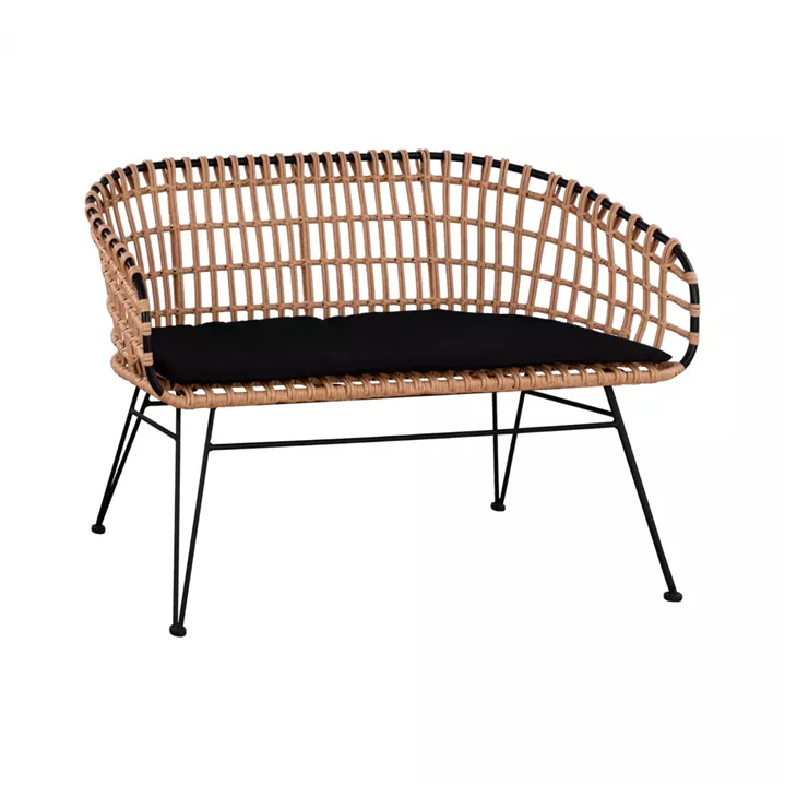 Metallic Bence Allegra HM5692 with wicker Black-Beige 124x57x77cm