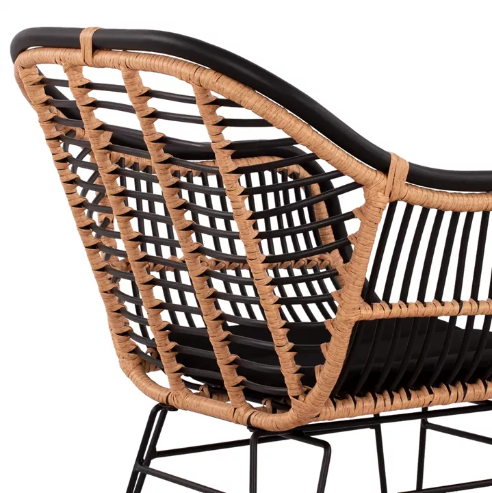 Metallic Armchair Allegra with pillows HM5663 with wicker Beige & Black color  58x60x82cm