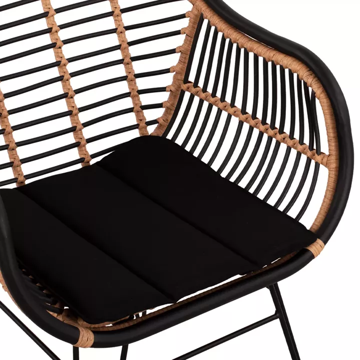 Metallic Armchair Allegra with pillows HM5663 with wicker Beige & Black color  58x60x82cm