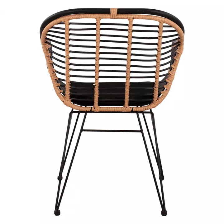 Metallic Armchair Allegra with pillows HM5663 with wicker Beige & Black color  58x60x82cm