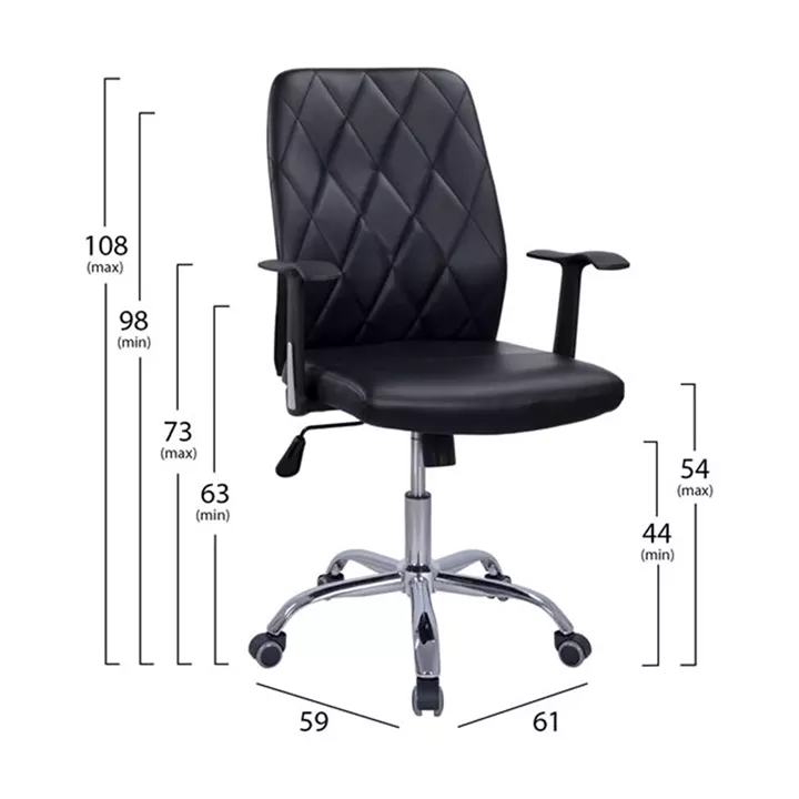 Office chair HM1153.01 with chromed legs in black color 61x59x98-108h cm