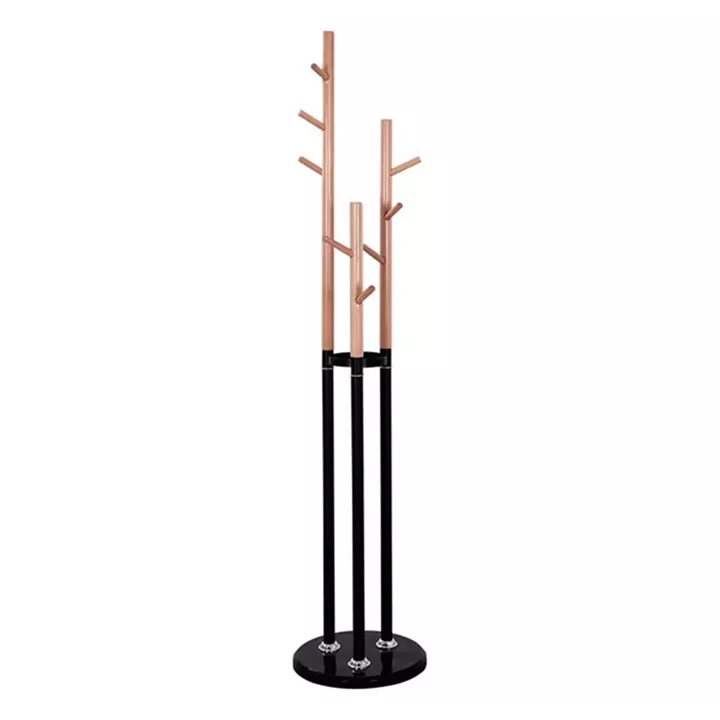 COAT HANGER TRIPLE-PILLAR WYATT HM8610.02 BEECH WOOD-BLACK METAL AND MARBLE BASE Φ37X173Hcm.