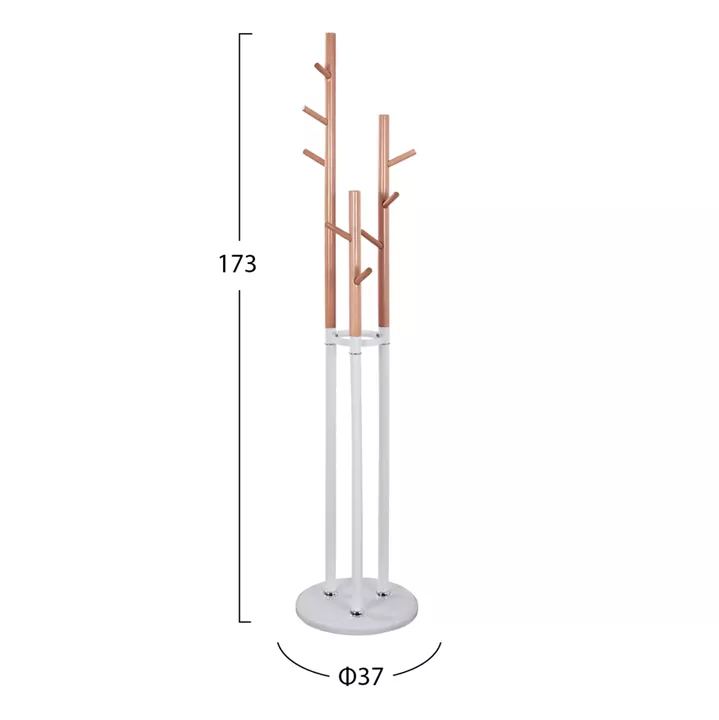 Metallic coat hanger Wyatt beech wood and white Diameter 37x173cm HM8610.01