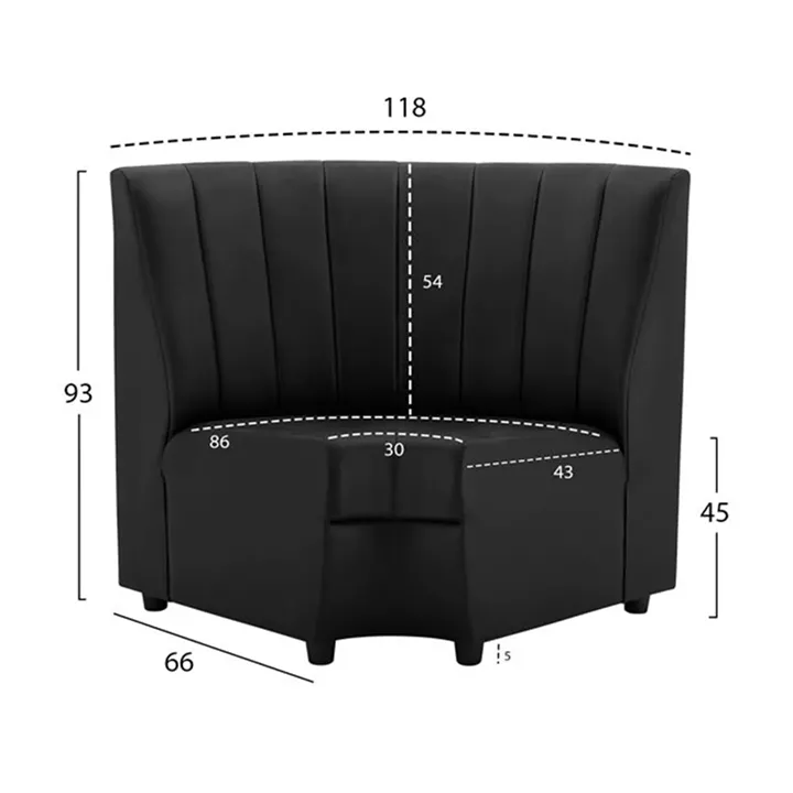 Corner Unit for Sofa Landon HM3163.01 Pu Black 118x66x93cm