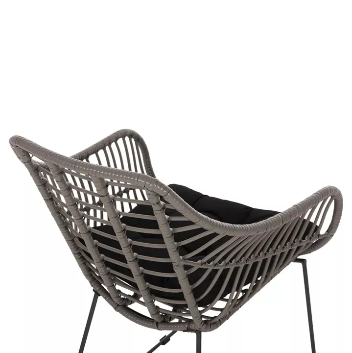 Metallic armchair HM5300.10 Grey Mocha matte with wicker 60x56x84cm